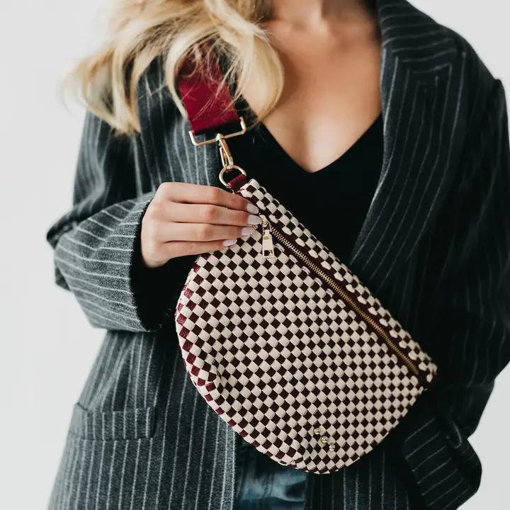 Westlyn Bum Bag - Checkered Burgundy