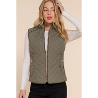 Quilted Padding Vest - Olive