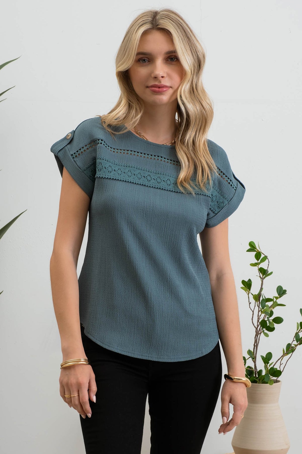 Crinkle Knit Blouse