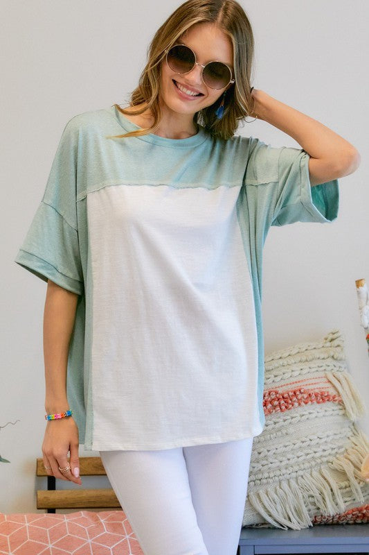 Mint Colorblock Round Neck
