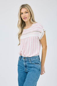Stripe Floral Batwing Top