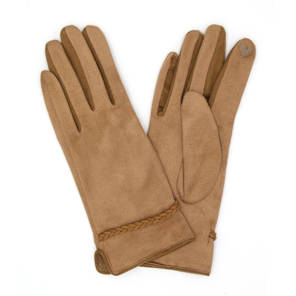 Suede Gloves W/Braided Leather Band