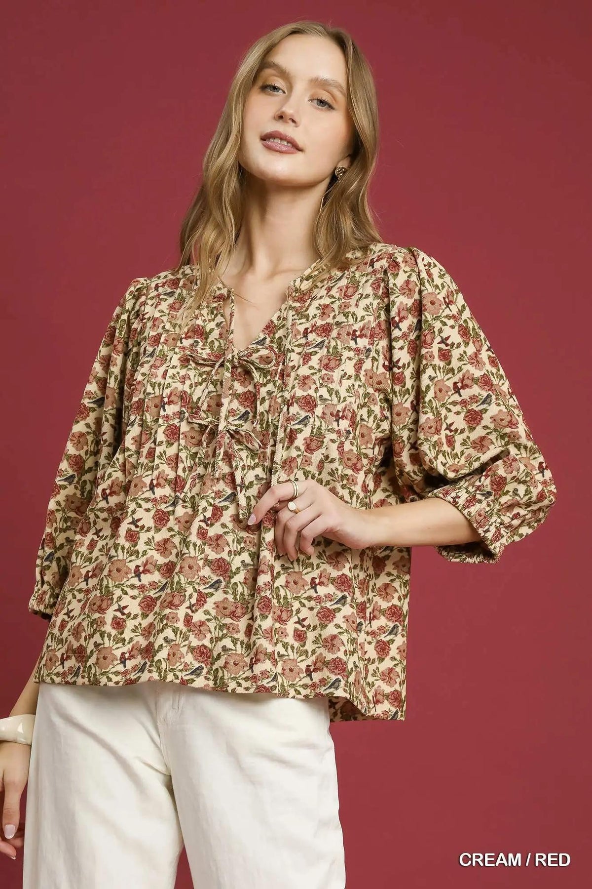Vintage Floral Blouse - Brown/Pink