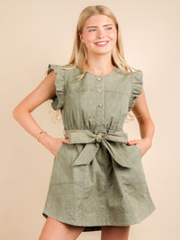 Chambray Ruffle Detail Dress
